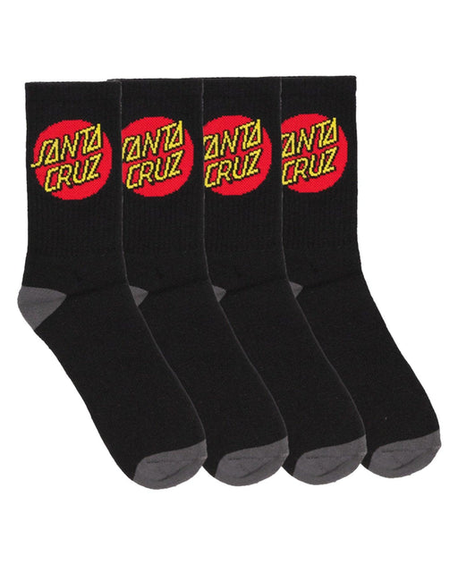 SANTA CRUZ Youth Crew Socks - 4 Pack - Classic Dot - Black - The Kids Store