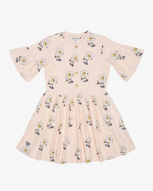 THE GIRL CLUB Dress Daisy Skater On Repeat Flare Sleeve - Cream - The Kids Store
