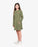 THE GIRL CLUB GRLFRND LS DRESS RIB COTTON BUTTON FRONT GATHERED WAIST OLIVE GREEN - The Kids Store