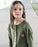 THE GIRL CLUB GRLFRND LS DRESS RIB COTTON BUTTON FRONT GATHERED WAIST OLIVE GREEN - The Kids Store