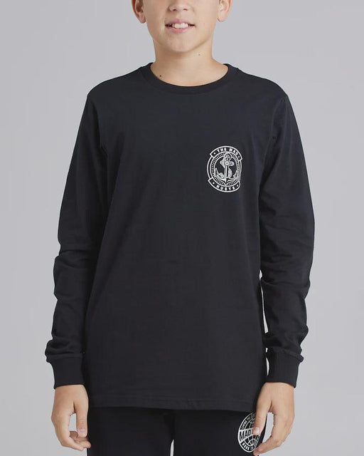 THE MAD HUEYS FLYING H ANCHOR YOUTH LS TEE BLACK - The Kids Store