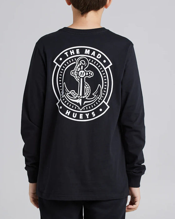 THE MAD HUEYS FLYING H ANCHOR YOUTH LS TEE BLACK - The Kids Store